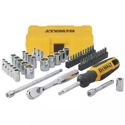 DeWALT  1/4  Drive 50 Piece Mechanics Socket Bits 72 Tooth Ratchet Tool Set Kit • $79.99