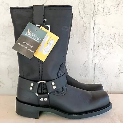 Vintage 10.5 W Xelement Black Leather Harness Motorcycle Boots NEW Deadstock Box • $79.95