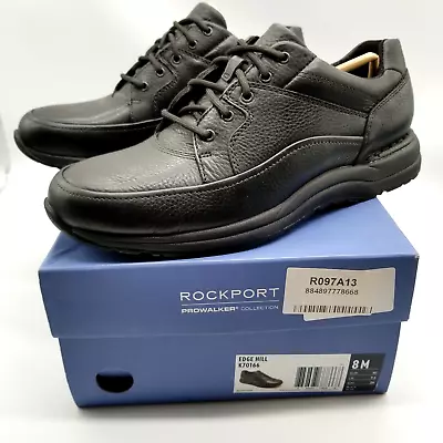  Rockport Men's Edge Hill Walking Shoe Black Leather Lace Up 8 • $49.29