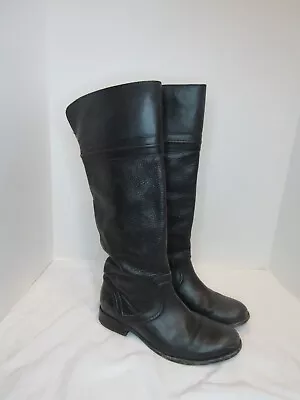 Frye Melissa Trapunto Tall Black Leather Riding Boots Pull On 76442 Womens 7.5 B • $83.90