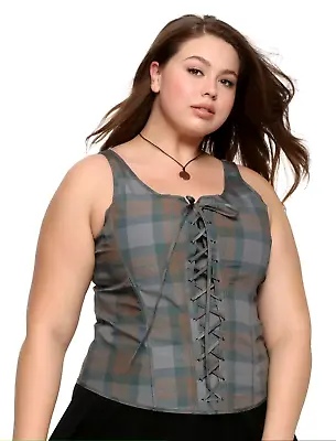 Hot Topic Outlander Tartan Lace-Up Corset Plus Size 0 12 Large NWT • £68.43
