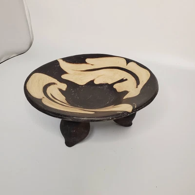 $29.99 • Buy Vintage Chulucanas Pottery Of Peru Folk Art Pottery Tripod Bowl Centerpiece