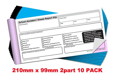 £49.99 • Buy Cherry NCR School Accident Report Duplicate Book 99mm X 210mm X10 Pack Bundle
