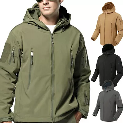 Mens Waterproof Tactical Soft Shell Jacket Coat Army Military Jacket Windbreaker • £19.55