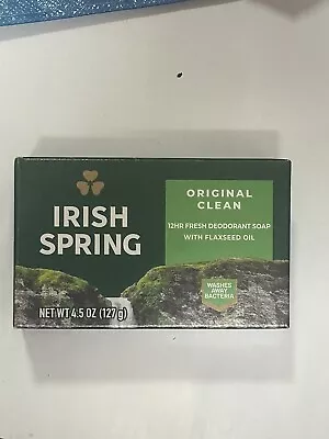 Irish Spring Soap Bar Original Clean 12 Hr. Deodorant Flaxseed Oil 4.5 Oz. Bath • £11.56