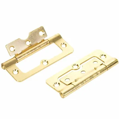 BRASS FLUSH HINGES 10 Pairs 4  Flat Cupboard Inset Door Louvre Internal Cabinet • £19.87