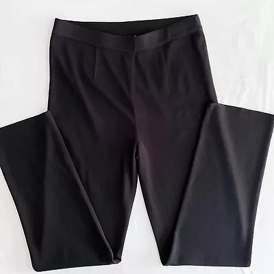 Misook Black Heavy Knit Pull On Pants Straight Leg High Rise Elastic Waist M • $43