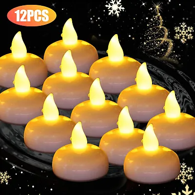 12pcs LED Floating Candles Flameless Tea Light Battery Powered Steady Waterproof • $10.48