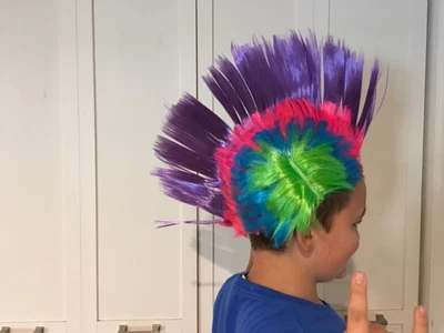 $5.99 • Buy Light Up Mohawk Wig LED Neon Pink Rainbow Punk Rave Costume Cosplay Festival