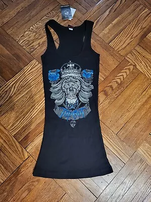 Womens Tapout Black Printed Stretch Cotton Tank Top Vest Ladies Medium -NEW! • £11.57