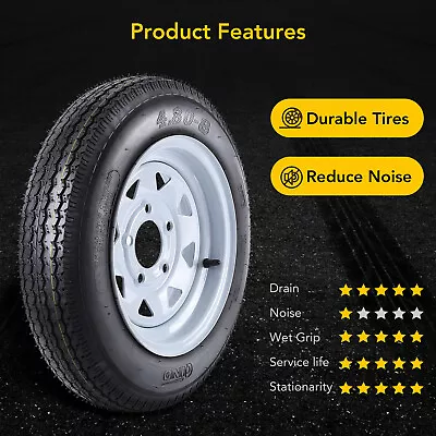 $110.78 • Buy TWO (2) Nylon Trailer Tires On Rims 4.80-8 480-8 4 Lug/Bolt Wheel Assembly USA 