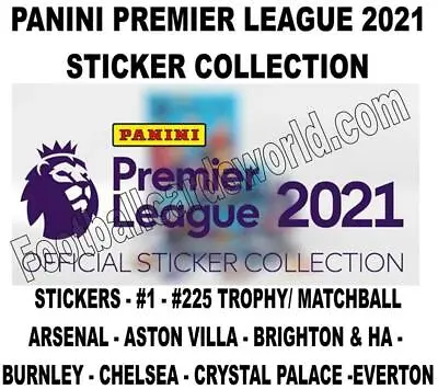 £0.99 • Buy PANINI PREMIER LEAGUE 2021 STICKER COLLECTION - #1 - #225 (Arsenal - Everton)
