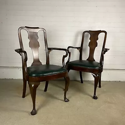 Pair Of Victorian Queen Anne Style Mahogany Chairs • £495