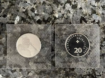 Roger Federer 20 Swiss Francs Commemorative Silver Coin  0.835 Stamp Shiny • $55