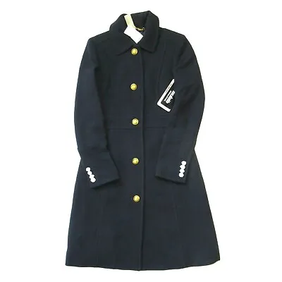 NWT J.Crew Lady Day Coat With Gold Buttons In Navy Blue Wool Thinsulate 00 • $200