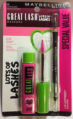 Maybelline Great Lash Lots Of Lashes Mascara VERY BLACK Line Express Ebony Black • $11.89