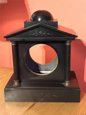 801a  Vintage Heavy Slate & Marble Empty Mantle Clock Case • $24.89