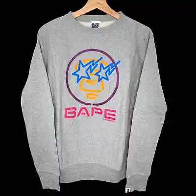 BAPE A BATHING APE OG Neon Baby Milo Crewneck Sweatshirt (Gray) M • $160