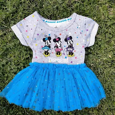 Disney Parks Baby Girls Blue Tutu Dress Gray Snap Bodysuit Minnie Mouse Newborn • $19.95