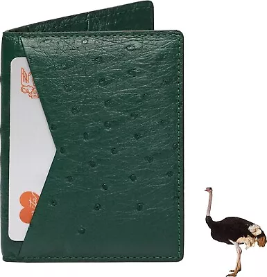 Luxury Minimalist Wallet Ostrich Leather Card ID Case Pocket Slim Handcraft Gift • $75