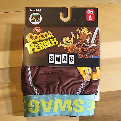 SWAG COCOA PEBBLES Underwear ADULT LARGE BROWN KELLOGGS Boxer Briefs NOVELTY NWT • $10.99