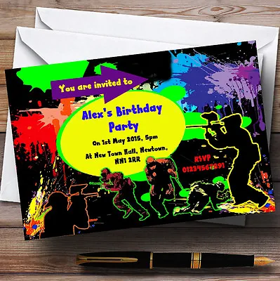 Paintball Laser Tag Personalised Birthday Party Invitations - TH127 • £89.95