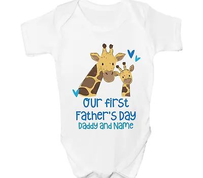 £6.99 • Buy Personalised Fathers Day Baby Grow First 1st Cute Giraffe Bodysuit Vest Gift