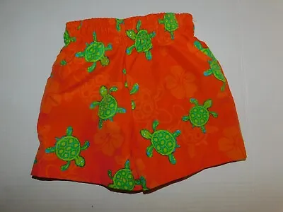 Baby Boy Swim Trunks Orange 12 Months Green Turtles Swimming Suit • $7.46