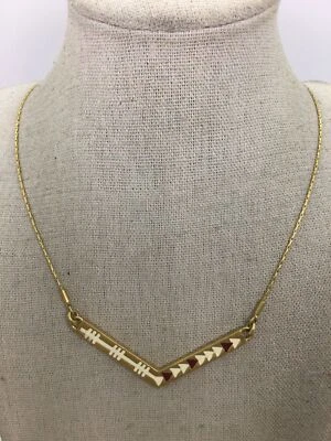 $13 • Buy Madewell Enameled V Shape Pendant Goldtone Necklace 