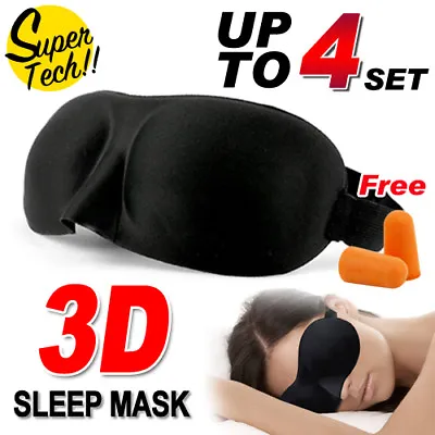 $4.99 • Buy 4x 3D Sleeping Eye Mask Blindfold Sleep Travel Shade Relax Cover Light Blinder