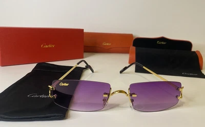 $250 • Buy Cartier Purple Tint/Gold Trim Box,Case,Bag & Cloth