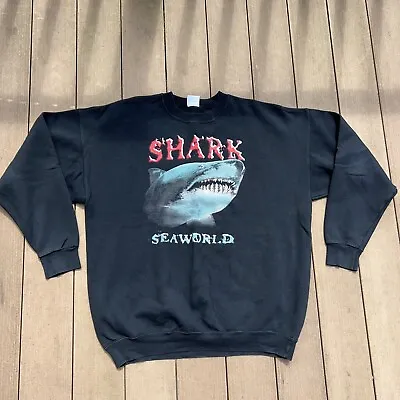 VTG 90s SEAWORLD SHARK WEEK Shark Graphic Crewneck AAA Maui Sweatshirt XXL EUC • $46.99