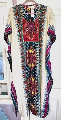 Sale New Muu Mumu 2x 3x  Sante Kaftan Caftan  Dress White Beige Teal Fuchsia • $10.49