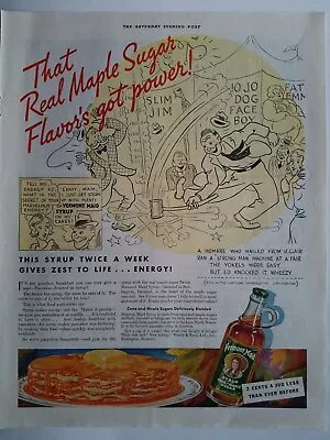 1933 Vermont Maid Cane Maple Sugar Syrup Flavors Got Power Cartoon Ad  • $9.99