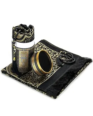 Muslim Prayer Rug &Prayer Beads With Elegant Design Cylinder Gift Box  Janamaz. • $14.99