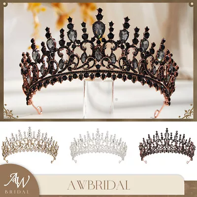AW BRIDAL Vintage Wedding Tiara Rhinestone Princess Queen Crown Prom Birthday • $9.49