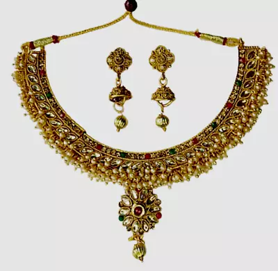 Premium Gold Fashion  Bollywood Necklace Set For Women Earring Choker Engagement • $15.60