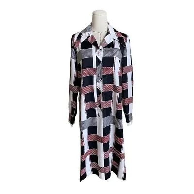 Vintage 70s Lanvin Op Art Graphic Print Dress Shirtdress Large • $125