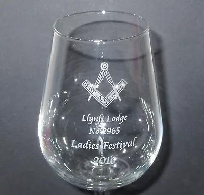 £10 • Buy Freemasons LLYNFI LODGE No. 2965 WINE GLASS Ladies Festival 2016 Tall & Elegant