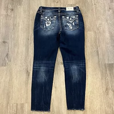 Miss Me Los Angeles Jeans Mid-Rise Straight Women's 30 Blue Denim Bling Pockets • $28.99