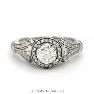 Gabriel & Co. 1.17cttw Round Diamond Engagement Ring With Diamond Halo & Accents • $5695