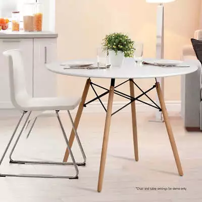 Artiss Dining Table Round White 4 Seater 100CM • $127.05