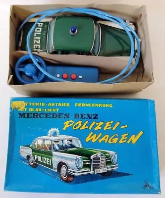 1960's SS Japan Tin Remote Controlled Mercedes-Benz Polizei Wagen Toy Police Car • $450