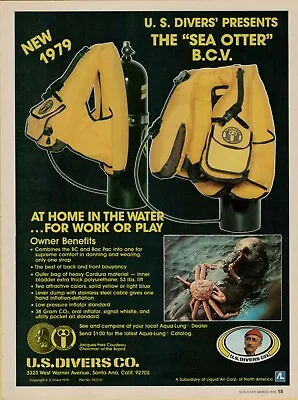 1979 U.S. Divers Sea Otter BCV Sea Otter Crab Scuba Diving Skin Vintage Print Ad • $9.99