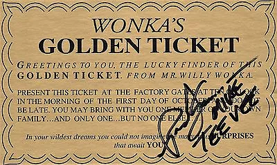 Paris Themmen WILLY WONKA GOLDEN TICKET SIGNED AUTOGRAPHED Photo  • $42.07