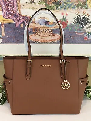 $151.99 • Buy Michael Kors Women Large Drawstring Zip Tote Bag Laptop Brown Luggage Leather