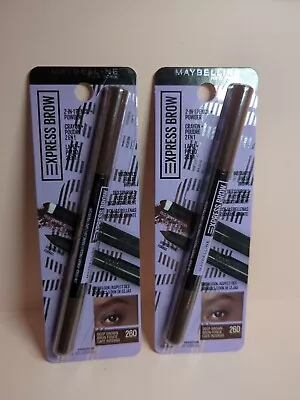 Lot Of 2 Maybelline Express Brow Ultra 2 In 1 Pencil Powder 260 Deep Brown • $16.99