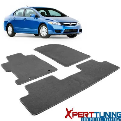 Fits 06-11 Honda Civic Floor Mats Carpet Front & Rear Gray Grey 3PCS - Nylon • $49.99
