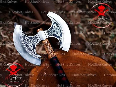 Hand Forged Viking Axe Medieval Hatchet Battle Ready Handmade Camping Axe • $366