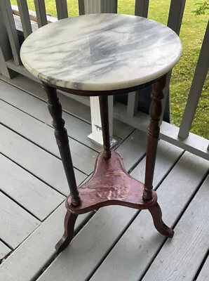 Mahogany Marble Top Plant Stand  (PS17) • $250